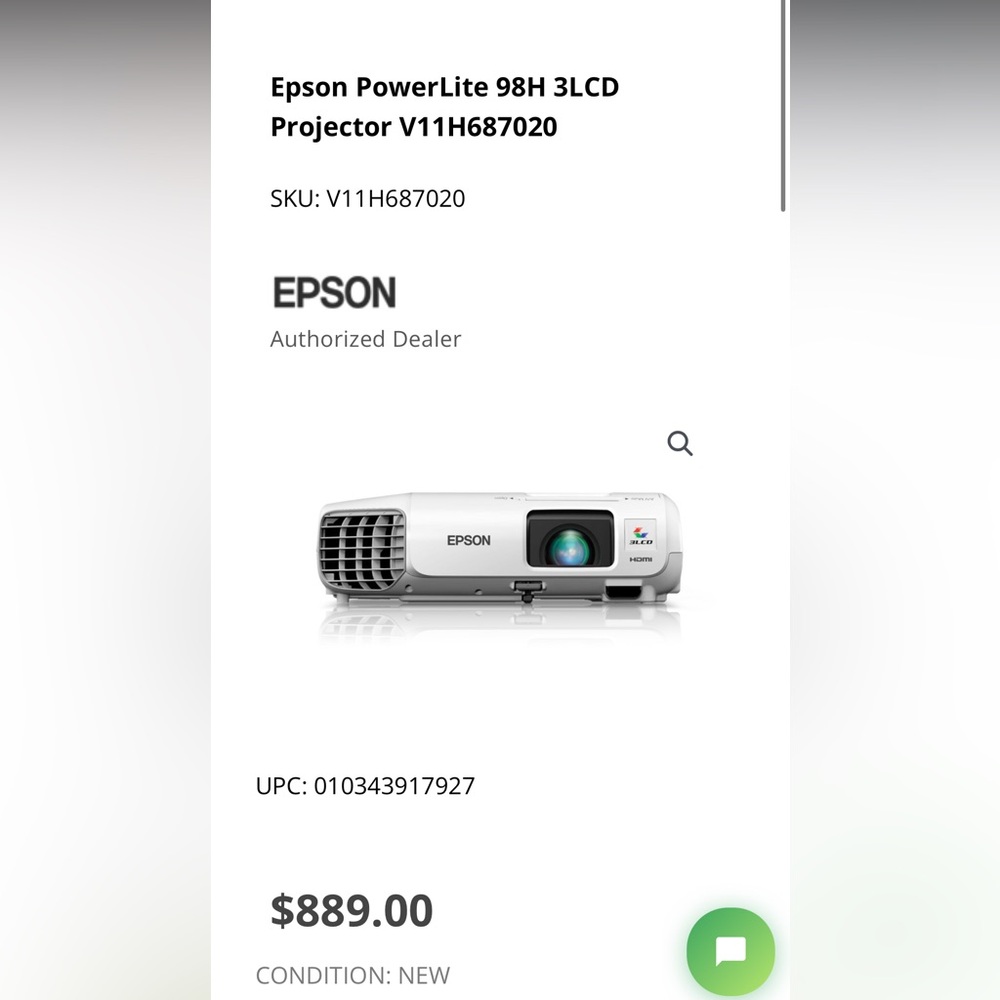 Epson Power Lite 98H projector-Brand New